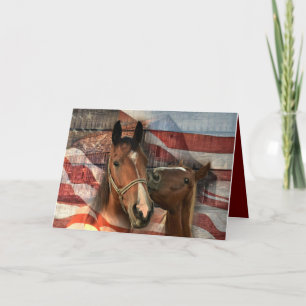 Horse Rustic Barn American Flagga Tack Kort