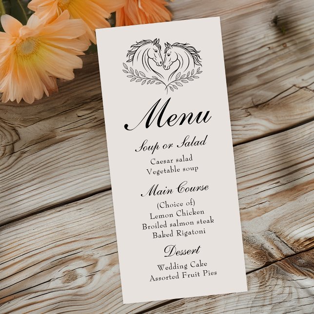 Horse Rustic Westernare Land Elegant bröllop Menu Reklamkort (Skapare uppladdad)