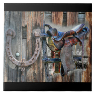 Horse Saddle Horseshoe Westernare Kakelplatta