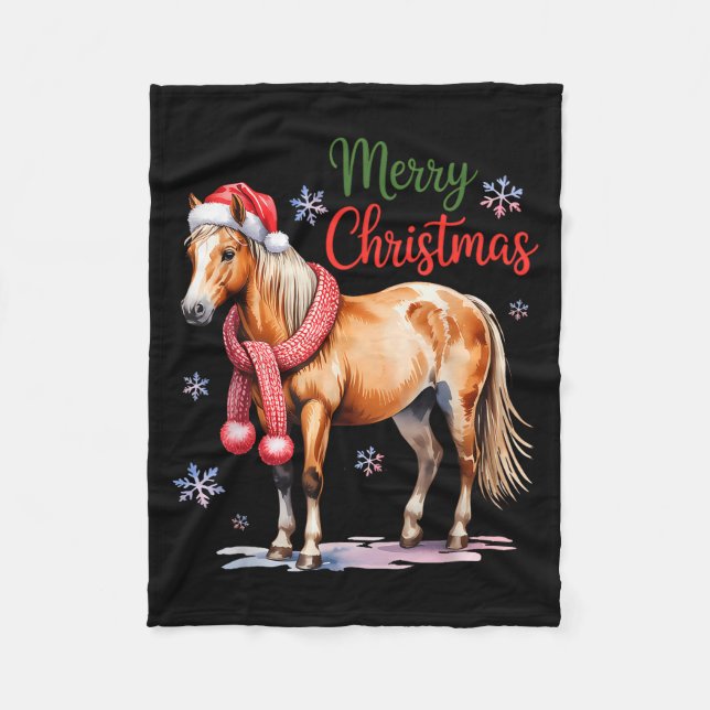 Horse Santa Hat Christmas Lights Family Matching W Fleecefilt (Framsidan)