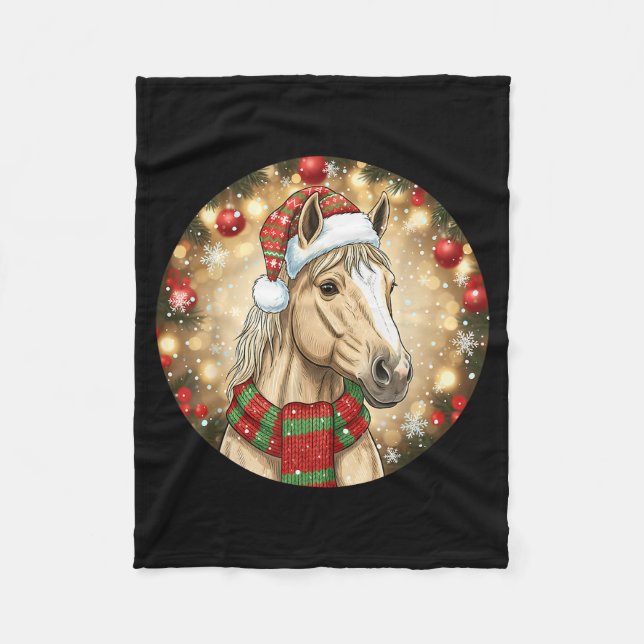 Horse Santa Hat Christmas Lights Family Matching W Fleecefilt (Framsidan)