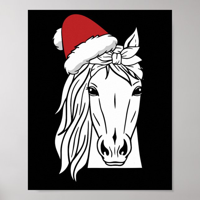 Horse Santa Hat jul Pajama  Poster (Framsidan)