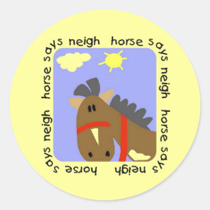 Horse Says Neigh Tshirts och Gifts Runt Klistermärke