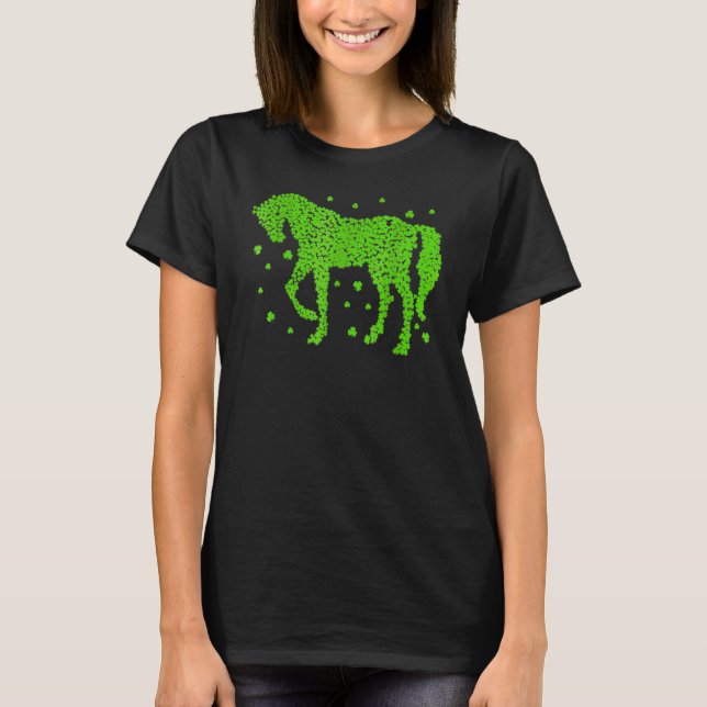 Horse Shamrock  Equestrian Patrick T Shirt (Framsida)