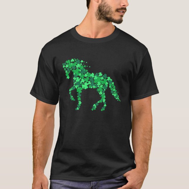 Horse Shamrock Horseback Riding Equestrian  Patric T Shirt (Framsida)