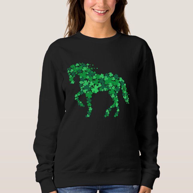 Horse Shamrock Horseback Riding Equestrian  Patric T Shirt (Framsida)