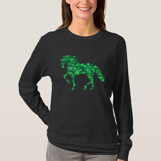 Horse Shamrock Horseback Riding Equestrian  Patric T Shirt (Framsida)