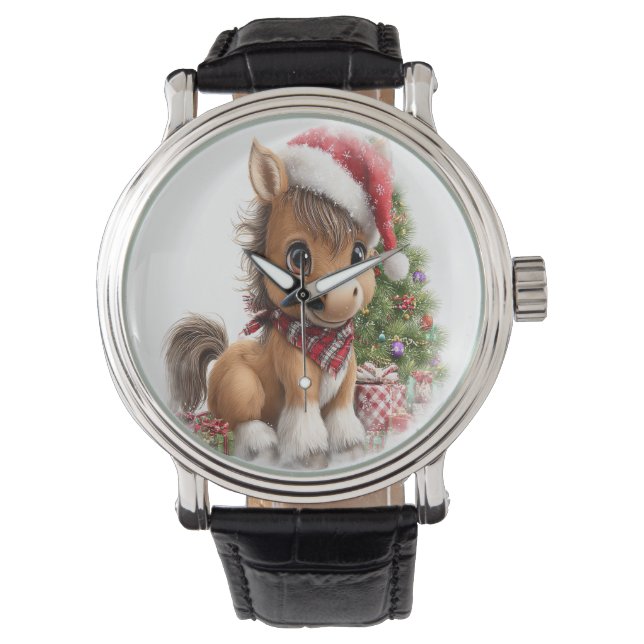 Horse Shirt jul Santa Hat Armbandsur (Framsida)