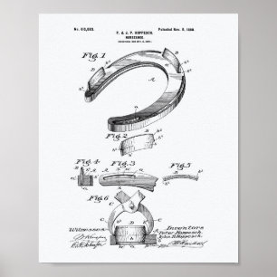 Horse Shoe 1898 Patent Art White Papper Poster