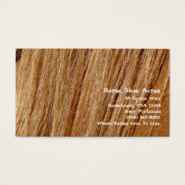 Horse Shoe Acres Sorrel Mane Visitkort (Framsidan)