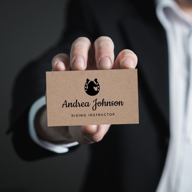 Horse Shoe Brown Kraft Papper  Farm Visitkort (Skapare uppladdad)