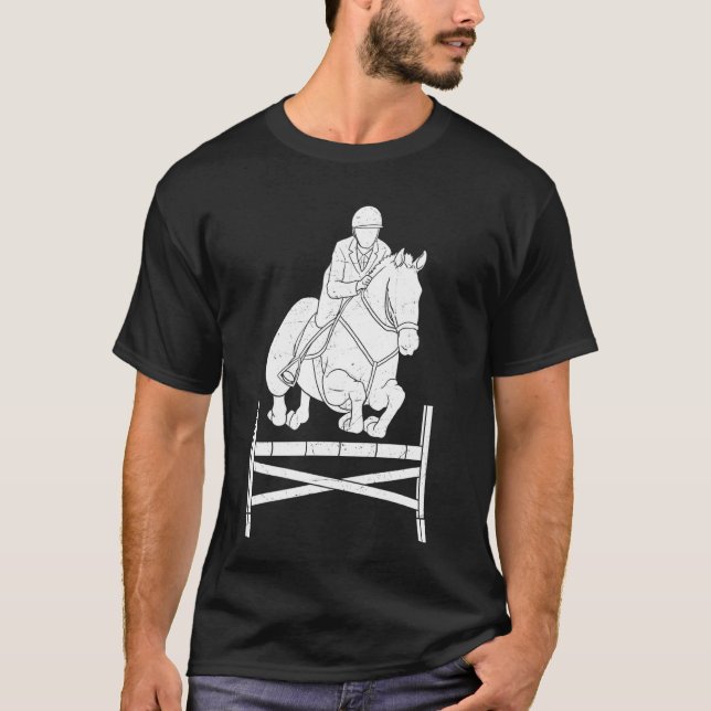 Horse Show Equestrian Jump Front Showhoppar Compe T Shirt (Framsida)