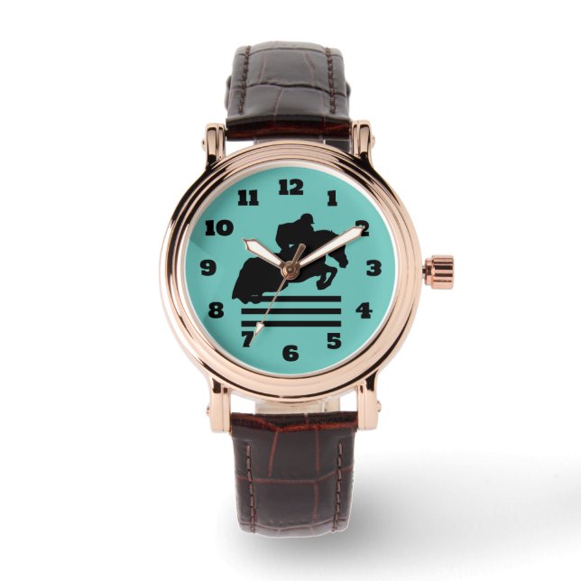 Horse Show Hunter Jumper Silhouette Armbandsur (Framsida)