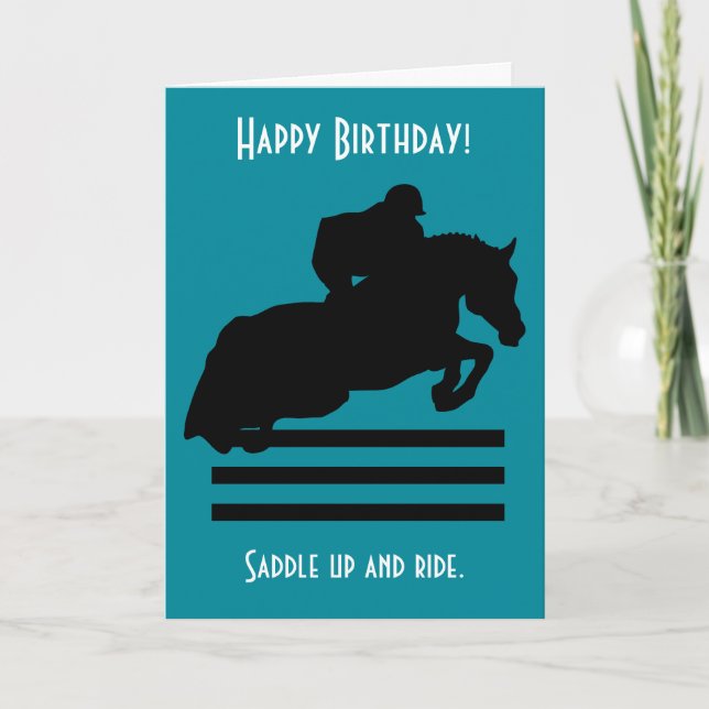 Horse Show Hunter Jumper Silhouette Birthday Kort (Framsida)