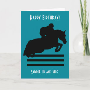 Horse Show Hunter Jumper Silhouette Birthday Kort