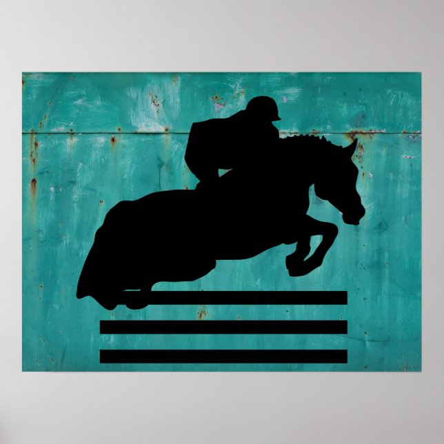 Horse Show Hunter Jumper Silhouette Poster (Framsidan)