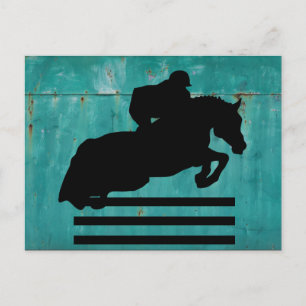Horse Show Hunter Jumper Silhouette Vykort