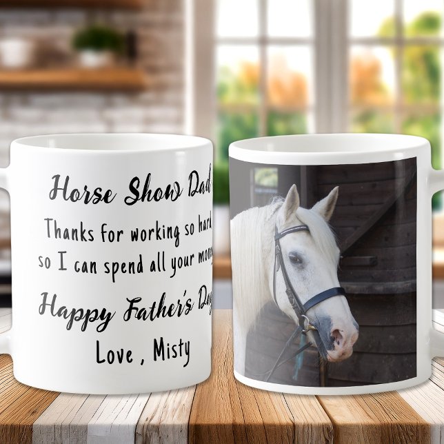 Horse Show Pappa - Anpassningsbar Photo Funny Equi Kaffemugg (Skapare uppladdad)