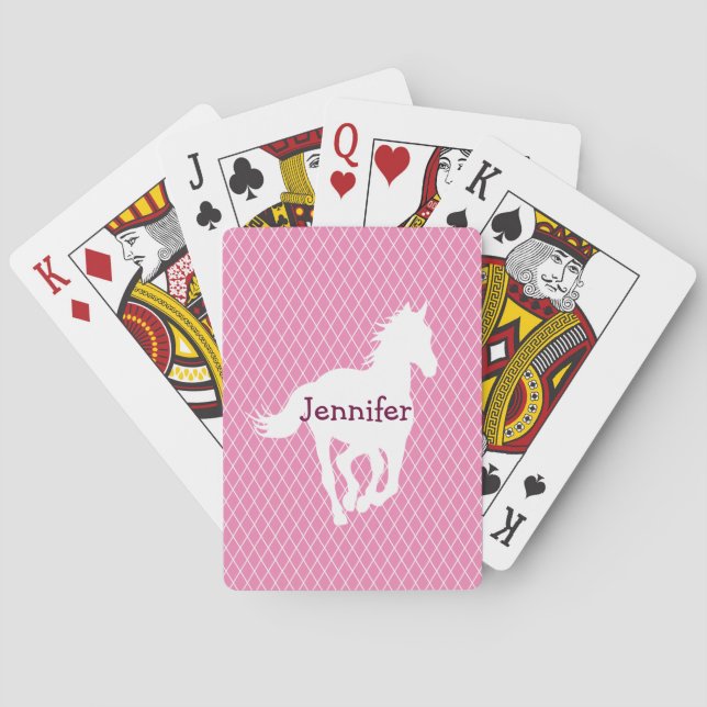 Horse Silhouette Diamond Mönster Anpassningsbar Casinokort (Baksidan)
