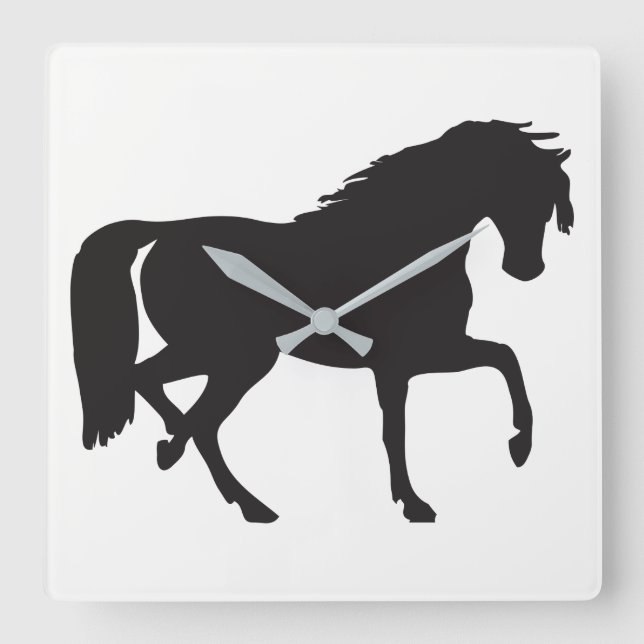 Horse Silhouette Fyrkantig Klocka (Framsida)