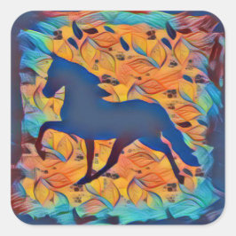 Horse Silhouette Fyrkantigt Klistermärke