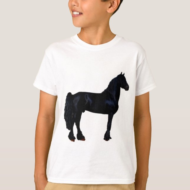 Horse silhouette i svartvitt tee shirt (Framsida)