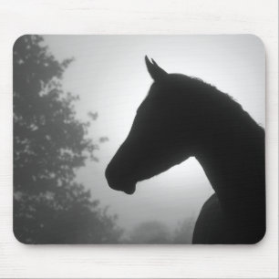 Horse silhouette mousepad i svart och vitt musmatta