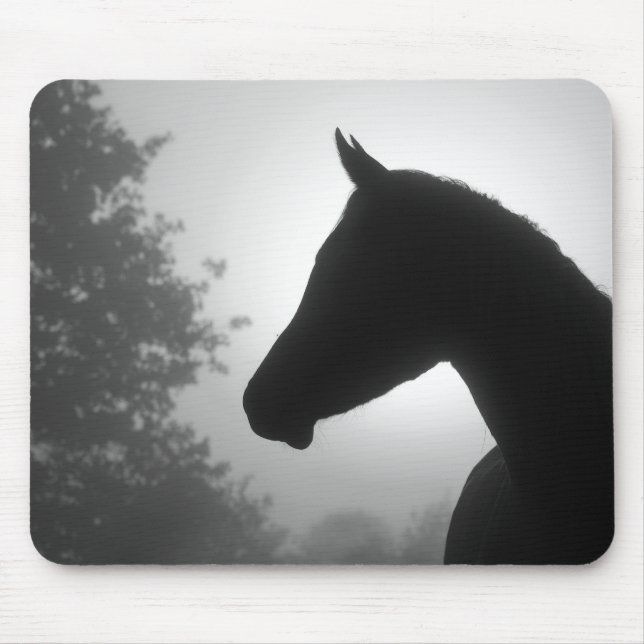 Horse silhouette mousepad i svart och vitt musmatta (Framsidan)