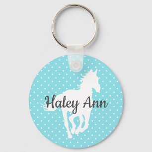 Horse Silhouette Polka dots Namn Nyckelring