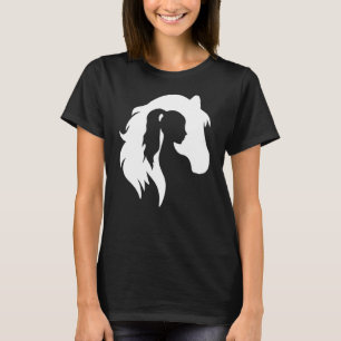Horse Silhouette Young Woman Girl Equestrian Cowgi T Shirt