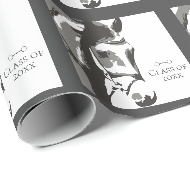 Horse Sketch, klassen Snaffle Bit Grått Studenten Presentpapper (Rullad Hörn)