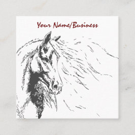 Horse Sketch med Flowing Mane Equestrian Fyrkantigt Visitkort