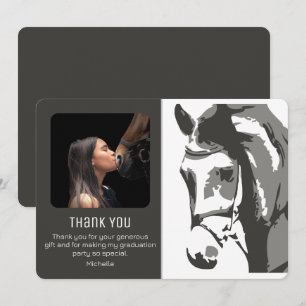 Horse Sketch Modern Grått White Studenten PHOTO Tack Kort