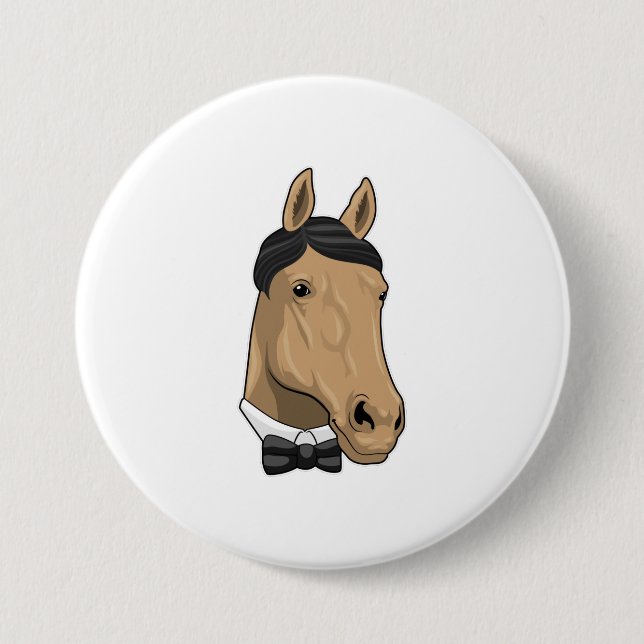 Horse som gentleman med Bow tie Knapp (Framsida)