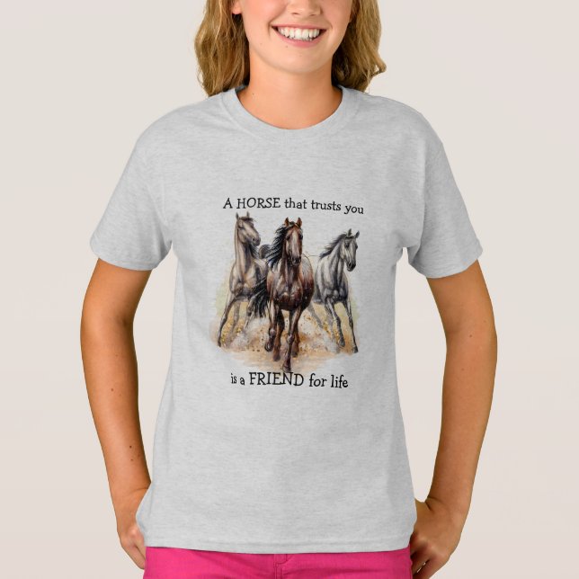 HORSE som litar på FRIEND för livsoffert T-Shirt (Framsida)