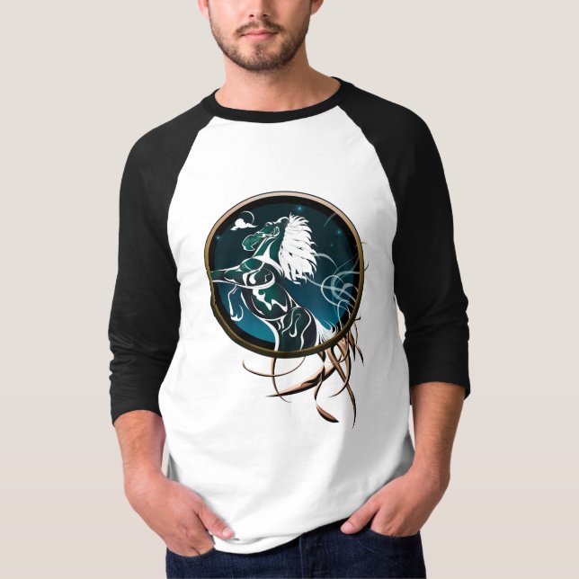 Horse Spirit BLACK HÅL SOL T Shirt (Framsida)