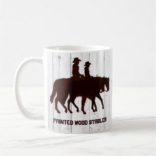 Horse Stables Western Horseback Weasted Wood Kaffemugg