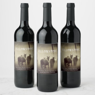 Horse Stallion Yellowstone Anpassningsbar Vin-etik Vinflaska Etikett