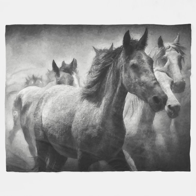 Horse Stampede Fleece Blanket (Framsidan (Horisontell))