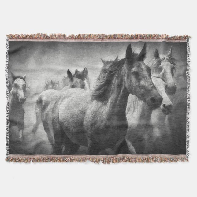 Horse Stampede Throw Blanket Filt (Framsidan)