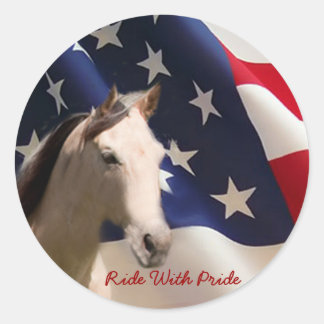 Horse Sticker American Flagga Runt Klistermärke