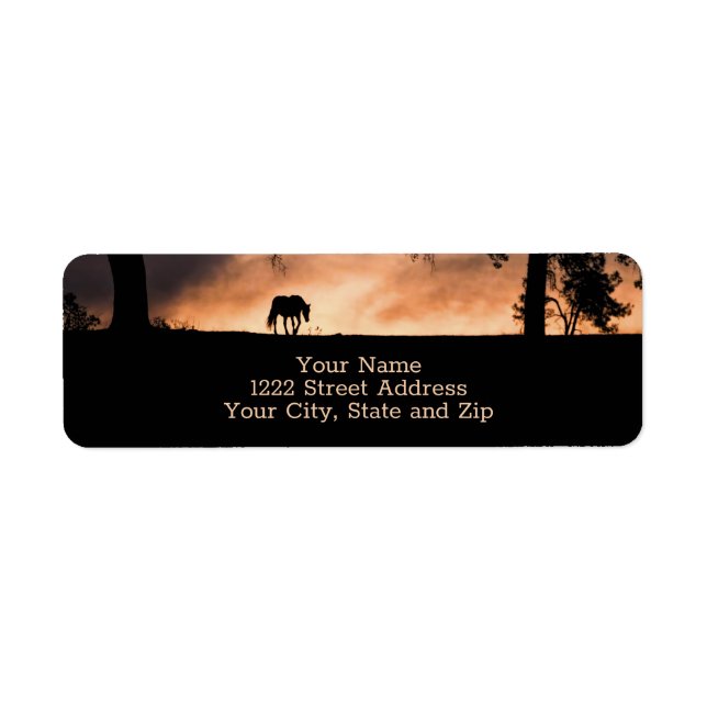 Horse Sunrise Beresh Silhouette Anpassningsbar Ret Returadress Etikett (Framsidan)