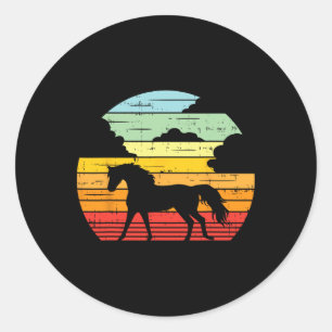 Horse Sunset Retro Animal Equestr Runt Klistermärke