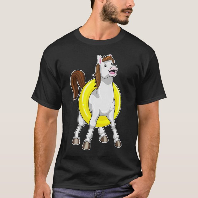 Horse Swimming Life buoy Vatten sport T Shirt (Framsida)