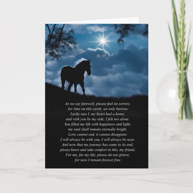 Horse Sympathy Andlig Dikt med Silhouetted Kort (Framsida)