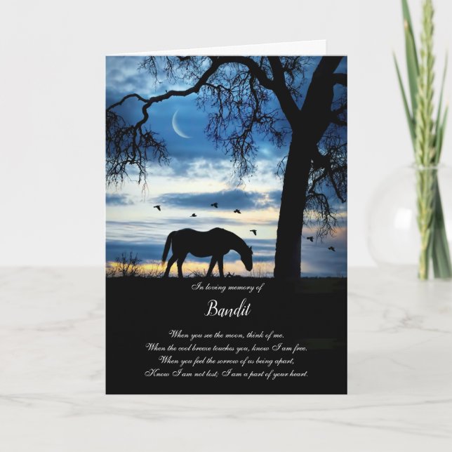 Horse Sympathy Bevacker Custom Name Andlig Kort (Framsida)