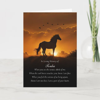 Horse Sympathy Condolences Loss of Horse's Namn Kort