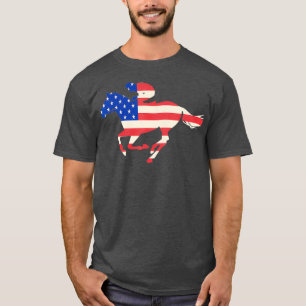 Horse Tävla American Flagga Equestrian Jockey T Shirt