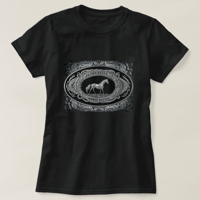 Horse Tävla Champion Event Land Western Buckle T Shirt (Design framsida)