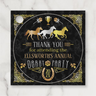Horse Tävla Derby Day Party Black Guld Tack Gåvor Etiketter